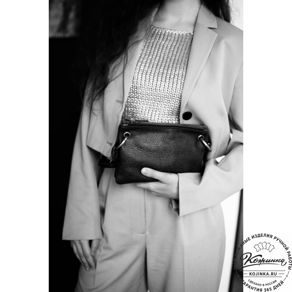 Женская кожаная сумка "Трио" (серый/бежевый/рыжий)